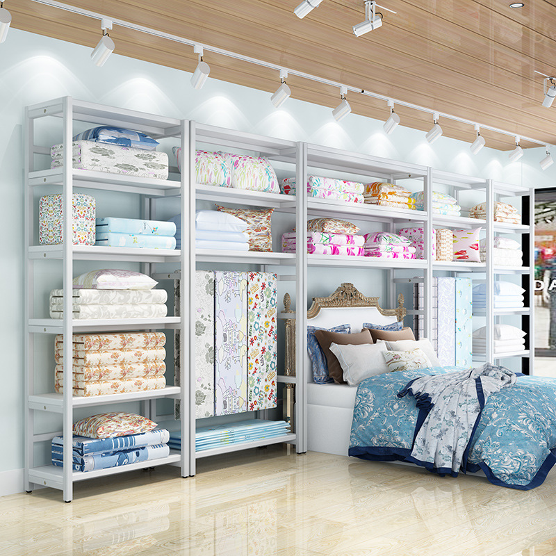 家纺店货架置物架四件套枕头被褥床上用品陈列架布料展示架挂布架