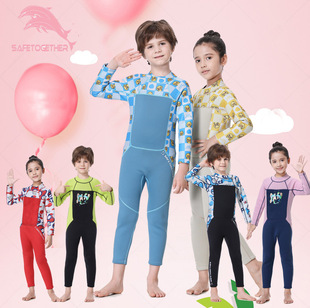 Children's diving suit 2.5MM one-piece long sleeve cartoon thickened warm boys and girls snorkeling swimming surfing suit R028