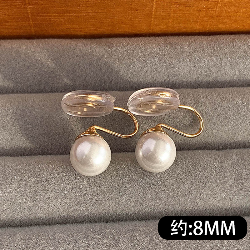8mm 고광택 진주 모기향 귀 클립