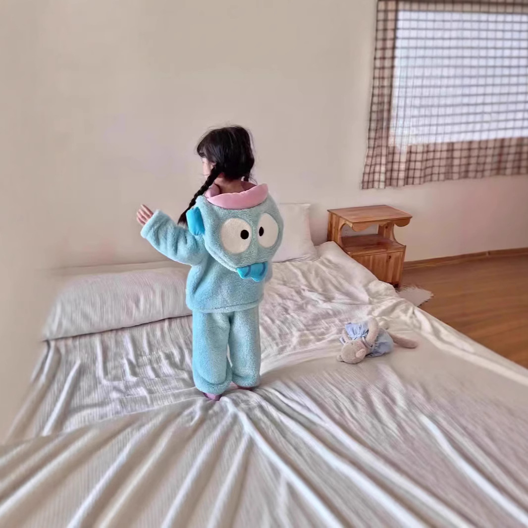 儿童小丑鱼珊瑚绒卡通睡衣套装秋冬舒棉绒睡衣加厚保暖套装