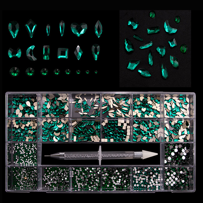 Comercio exterior transfronterizo 21 rejilla de uñas taladro especial en forma de diamante Amazon traje de uñas DIY joyería de uñas taladro de uñas