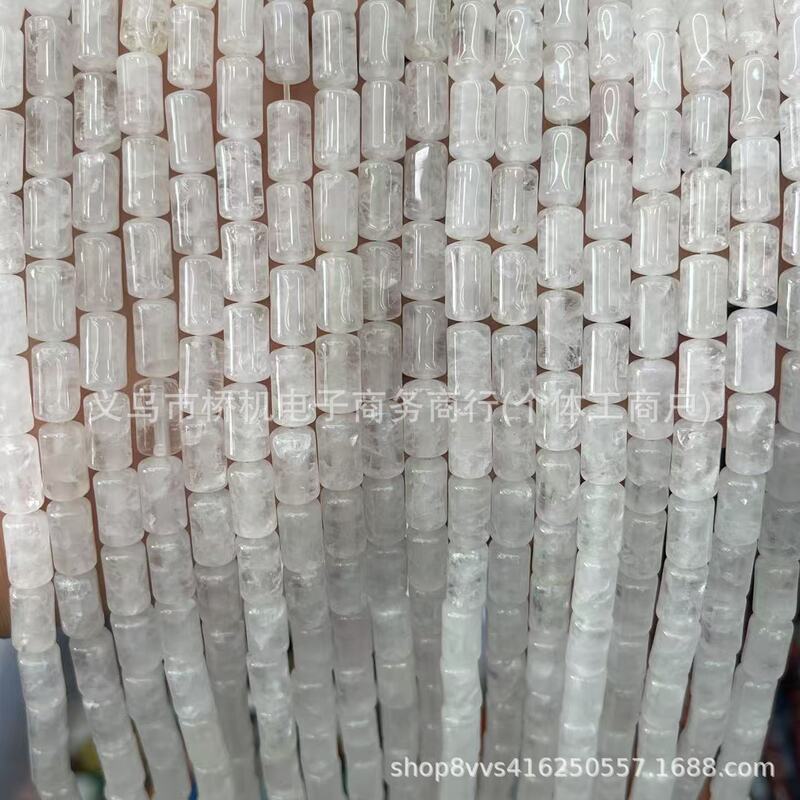 水晶原石6×10mm圆柱天然虎石粉晶DIY饰品配件跨境直播热卖|undefined