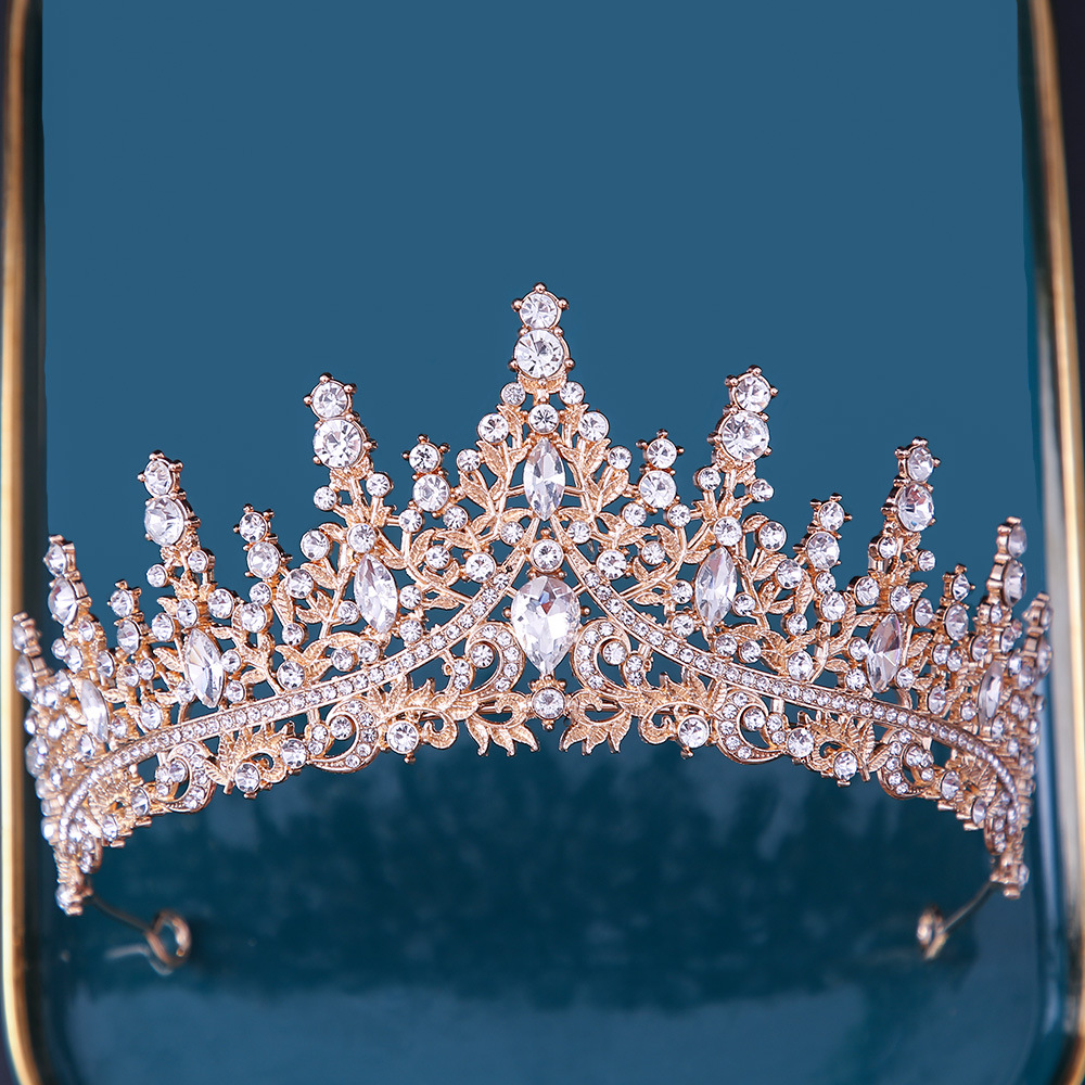 Corona nupcial nuevo estilo europeo tocado aleación rhinestone cristal vestido de novia accesorios Amazon accesorios para el cabello Accesorios