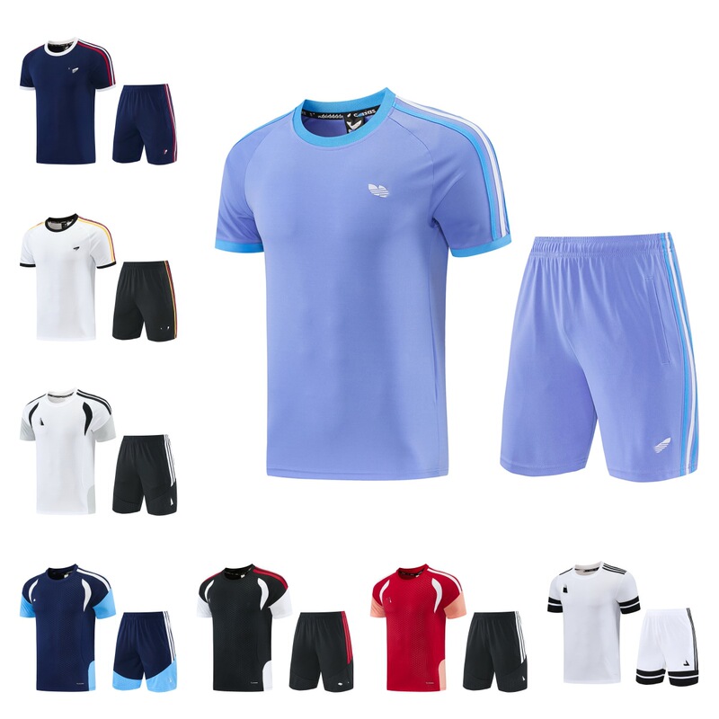 Football Sports Short-Sleeved Suit with Pockets, Football Uniform Short-Sleeved Set, Jersey Set, Essential Sports Comfort Set