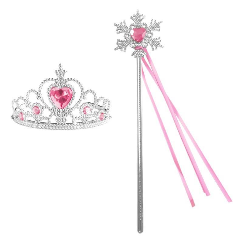 Comercio exterior congelado corona princesa joyería niños melocotón corazón con diamante palo mágico