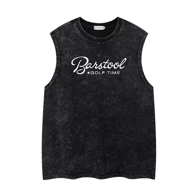 High Street Loose-Fitting Trendy Brand Vintage-Style Casual Golf Washed Sleeveless Vest for Men and Women in American Style
