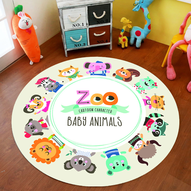 Transfronteriza de dibujos animados alfombra redonda dormitorio lindo cama completa estera de noche engrosada de terciopelo de cristal alfombra del piso de los niños alfombra de la habitación