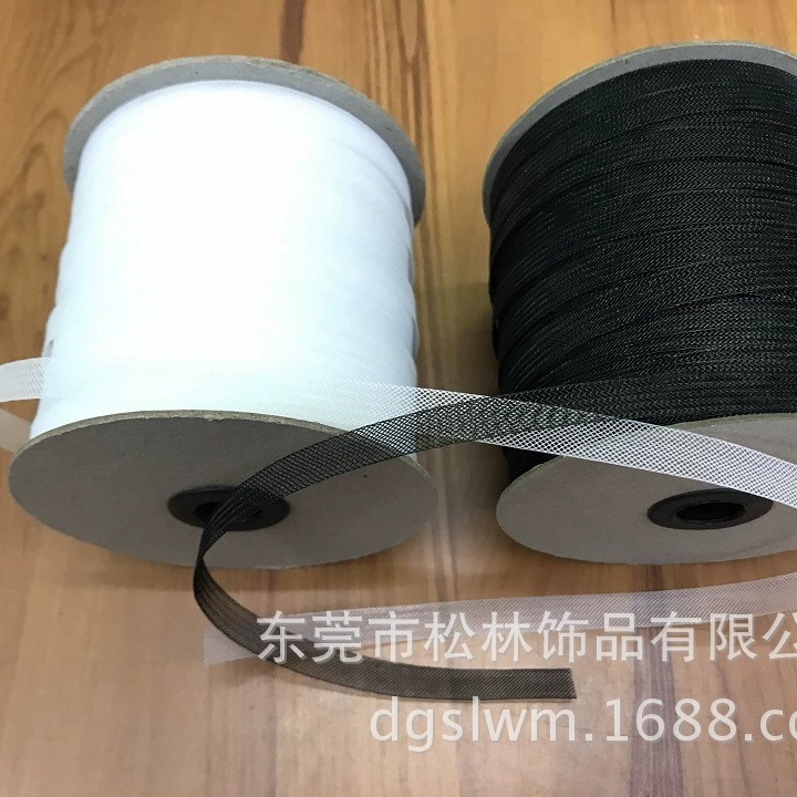 1.5CM鱼骨网纱网弹性网带拉丁舞蹈裙摆马尾马毛工厂供应蕾丝网纱