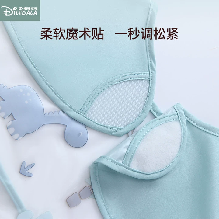 Children's apron, waterproof summer eating bib, thin demi-season thermal underwear for supplementary food, with pocket, anti-dirty, with ties on the back