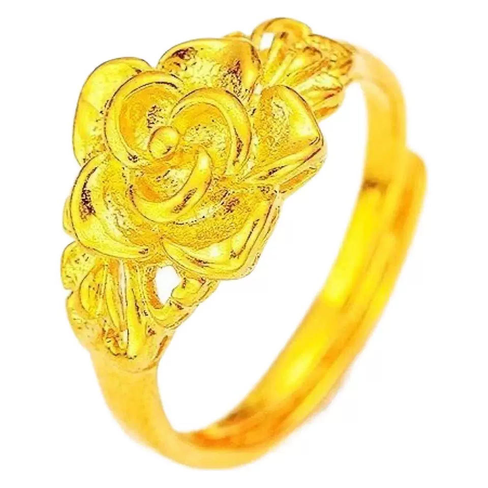 (2개) 오픈 컷 황동 금도금 반지 베트남 모래 금 숙녀 금도금 반지 오래 지속되는 컬러 꽃 반지 제조 업체 도매