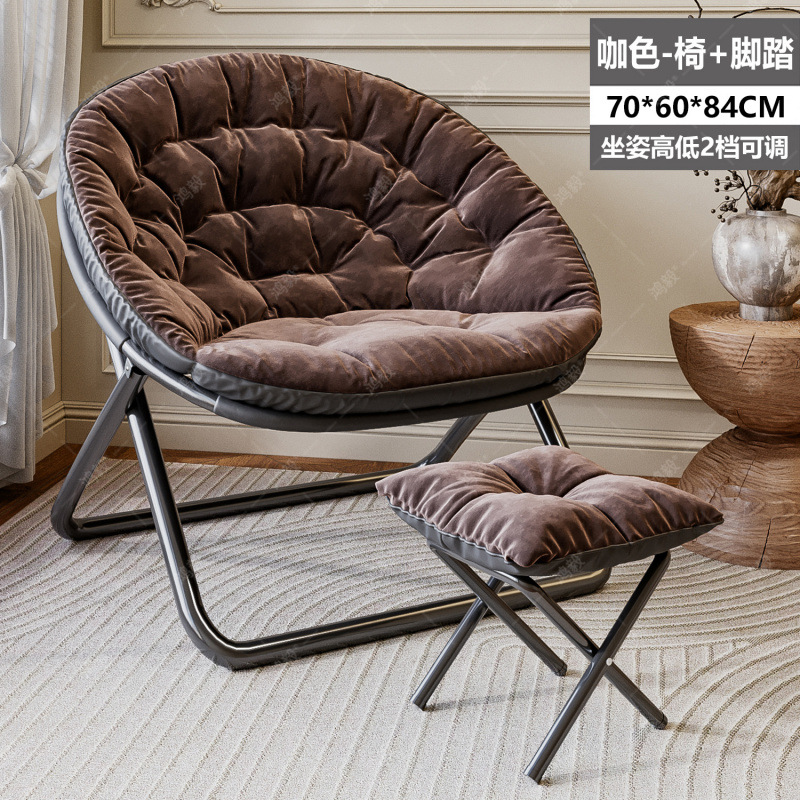 [핫스타일 업그레이드] - 캐주얼 접이식 의자 + 발판 - [두꺼운 면패드] 브라운 이너백 + 블랙 아웃소싱