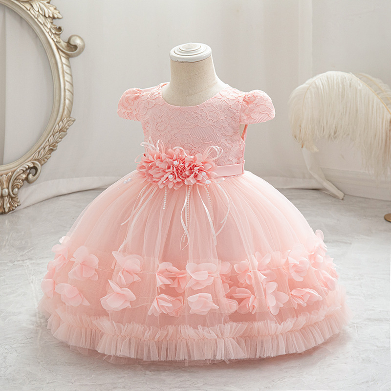 Vestidos de niña de alta calidad para cumpleaños, vestidos de noche, vestidos de princesa, vestidos de niña de las flores para el primer cumpleaños, existencias listas para envío transfronterizo, novedad de 2025