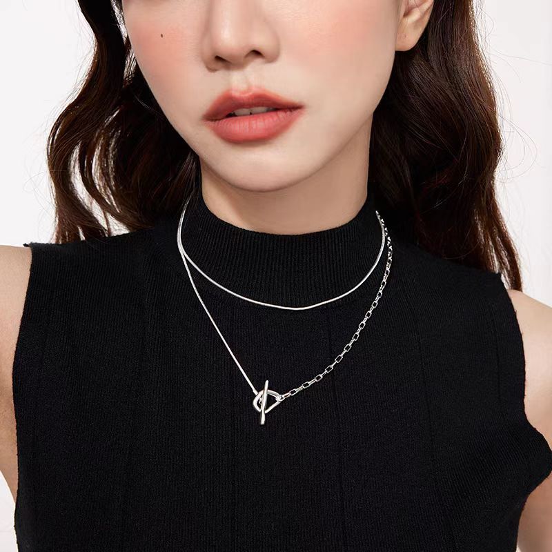 12g Weight Wholesale Jewelry Classic Style Solid Color Titanium Steel Toggle Plating Long Necklace Snake Chain