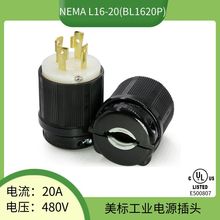 宝智霖供应L16-20P美标工业插头9600W大功率美规发电机电源线插头