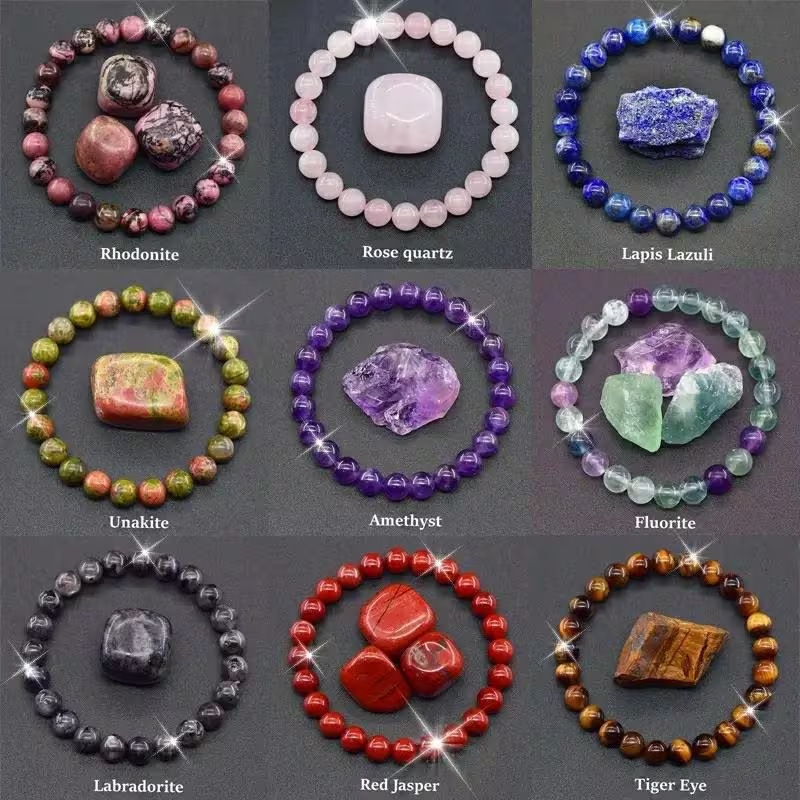 Cross-border bestseller natural stone bracelet 8mm plain crystal bracelet gemstone bracelet elastic adjustable bracelet set Cross-border bestseller natural stone bracelet 8mm plain crystal bracelet gemstone bracelet elastic adjustable bracelet set
