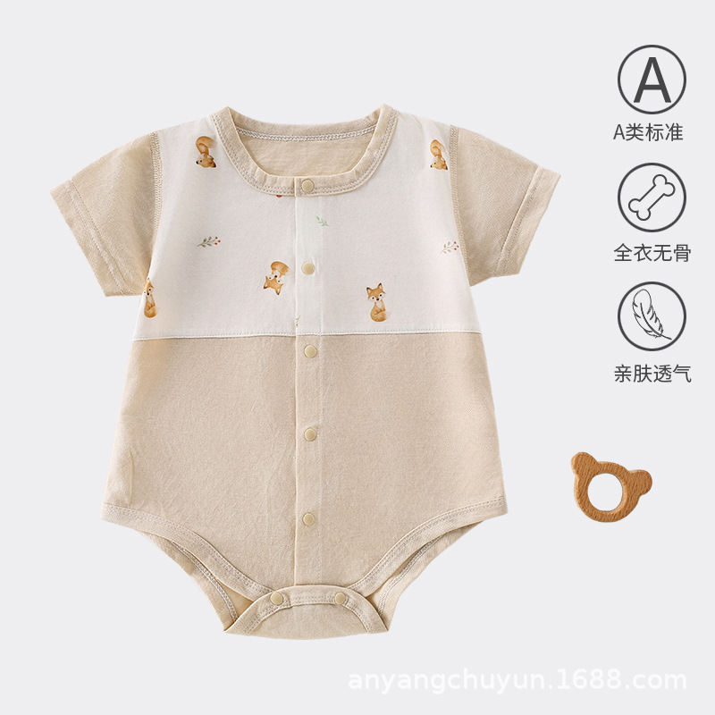 Uniforme de bebé de verano de manga corta de algodón de clase A, chaqueta de peldaño, ropa de escalada de bebé de clase A, algodón de verano vacío