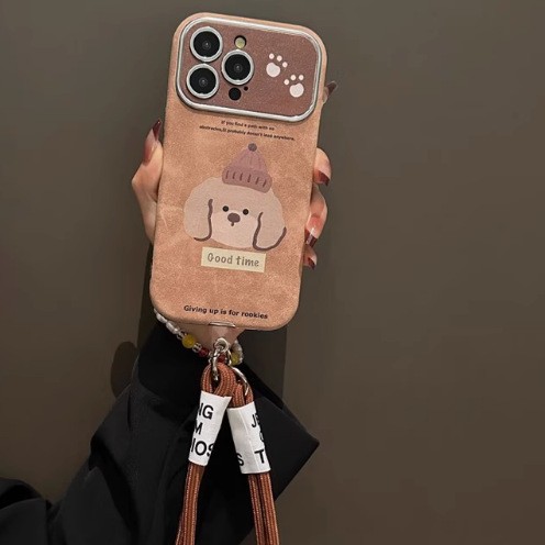 Ventana grande de dibujos animados con capucha cachorro iphone16promax funda para teléfono móvil iPhone15 portátil 14 todo incluido 13 suave