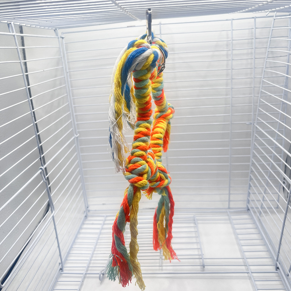Cuerda de algodón en forma de estrella de cinco puntas columpio colorido juguete para pájaros loro percha trepando la boca soporte de la estación accesorios de decoración de jaulas para pájaros