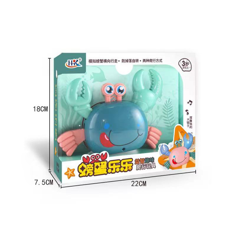 Tiktok mismo estilo de dirección automática no aterrizaje cangrejo eléctrico música luz caminar cangrejo juguete para niños y niñas