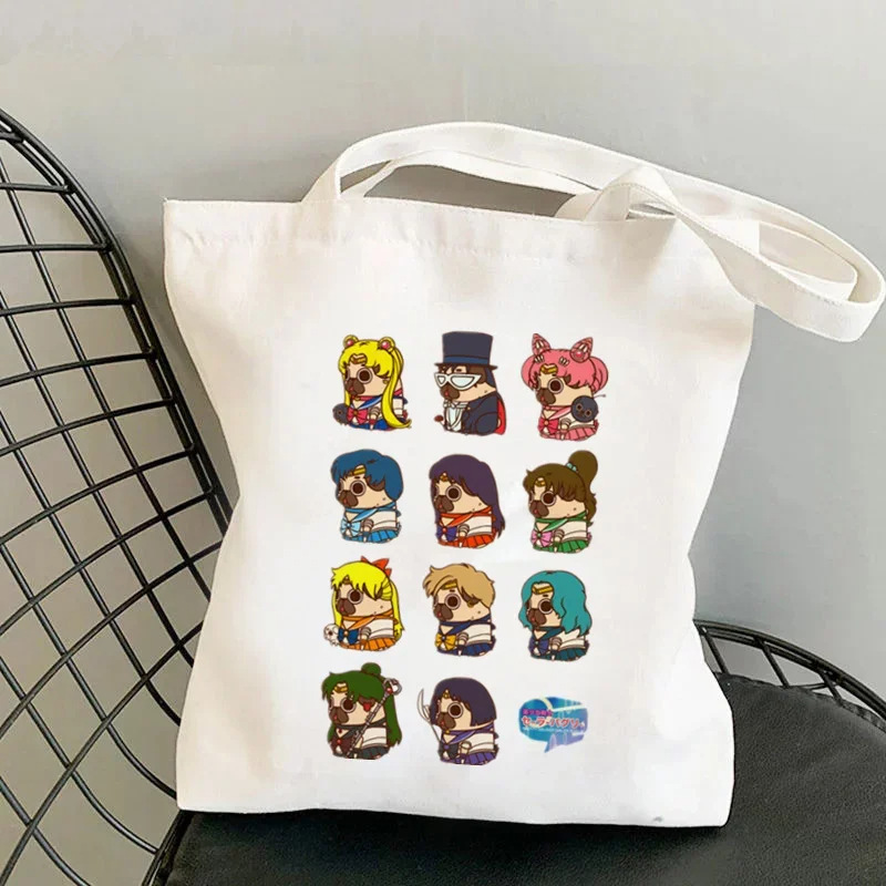 Comercio exterior Sailor Meow impresión Kawai bolsa Harjuku bolsa de compras damas lienzo bolsa de mano casual para niñas