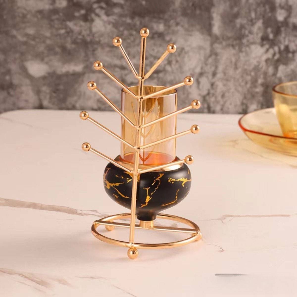 Estilo europeo, lujo ligero, dorado, estante creativo, candelabro, decoración de sala de estar para el hogar, taza de vela, decoración de mesa de hotel, decoración