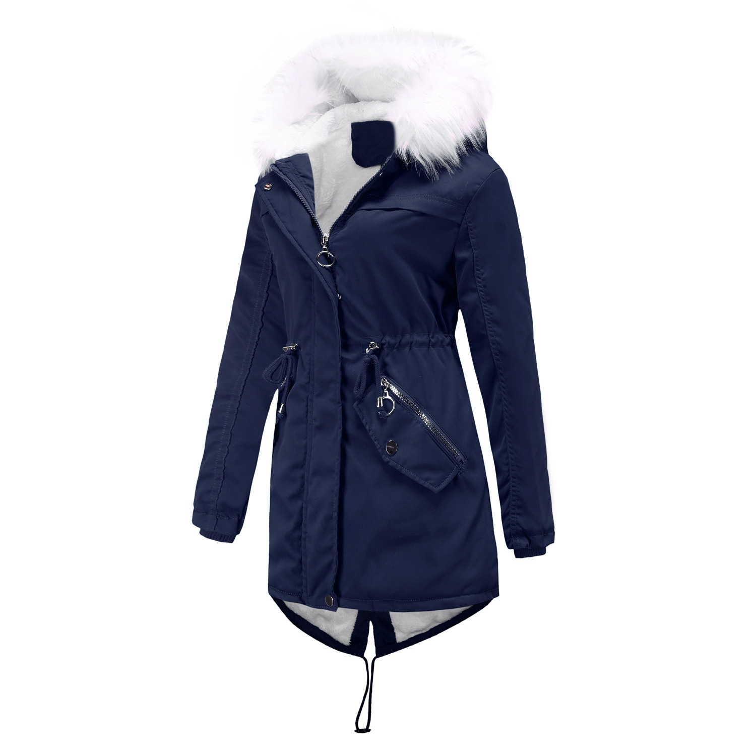 European size new style overcomes oversized medium length plush cotton jacket, women's thermal insulation with fur_voghion.com