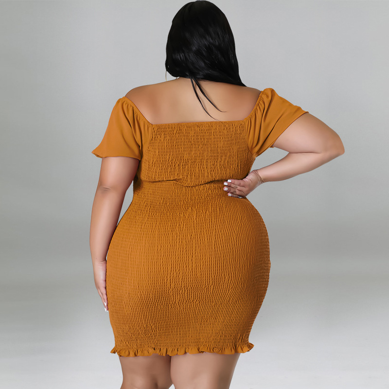 MY978 plus Size Women's Summer Off-Shoulder Bodycon Dress European American Style Regular Thickness All Pieces Included_ecoleips.com