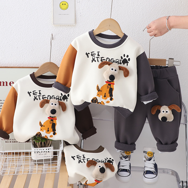 Yikids Boys New 2024 Baby Cartoon Long sleeved Sweater Spring and Autumn Two Piece Set_voghion.com