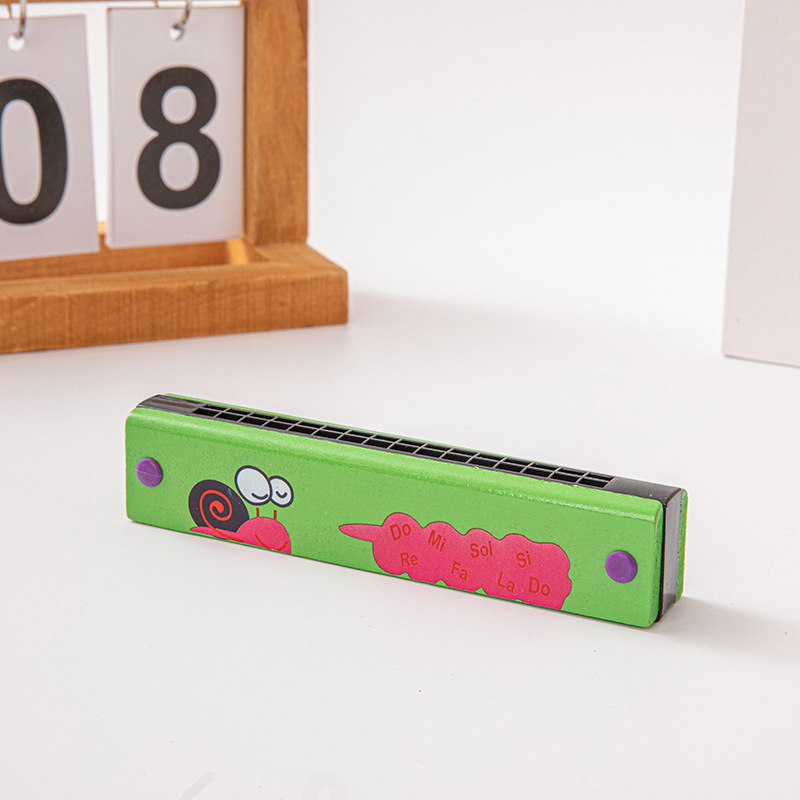 Armonica de madera de dibujos animados regalo de música para niños armónica de 16 hoyos estudiantes de primaria interés principiante tocando instrumento musical