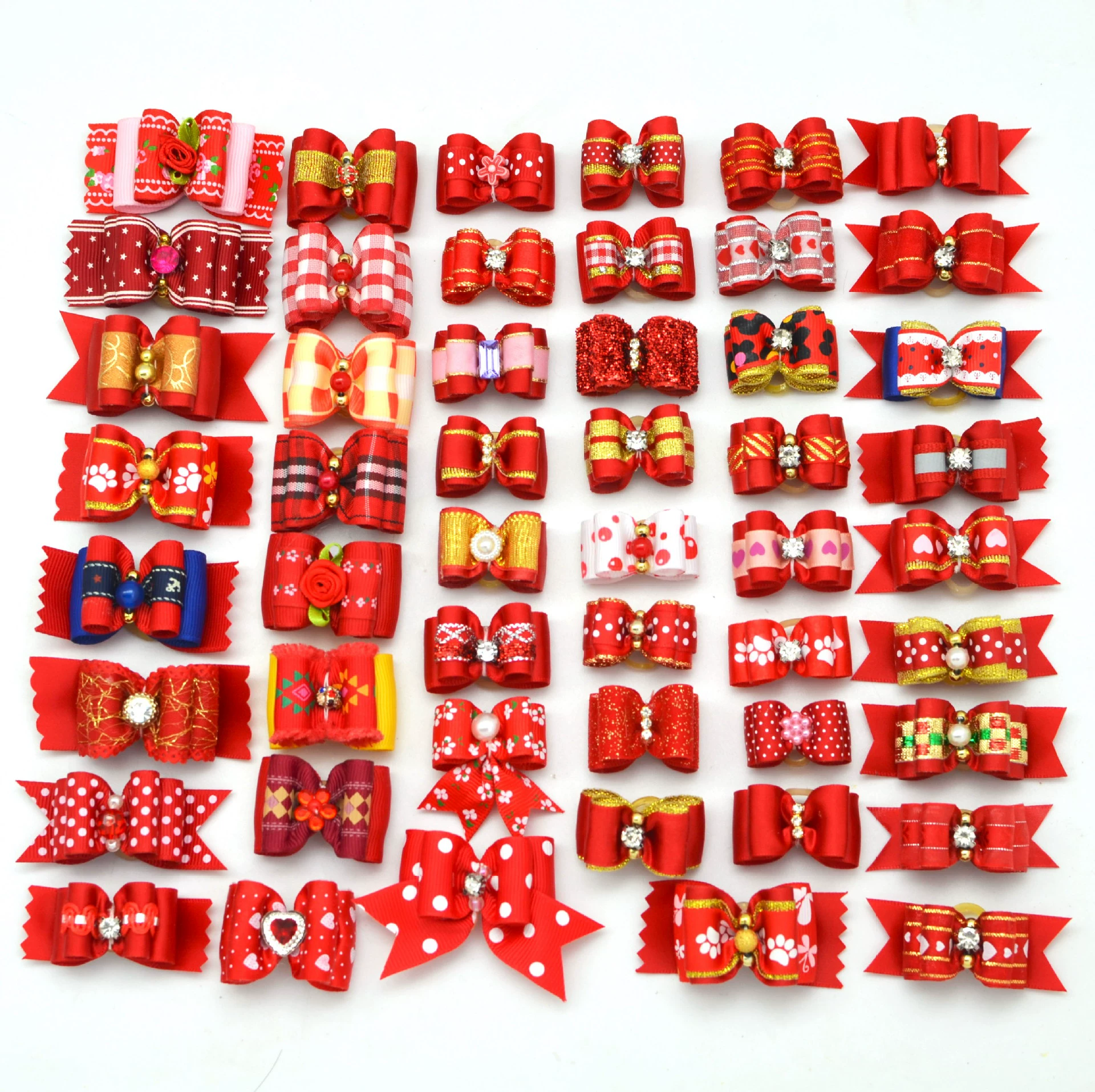 Самая продаваемая на Amazon красно-розовая повязка на голову для собак с жемчугом, стразами и бантом для бишон фризе и мальтийцев.