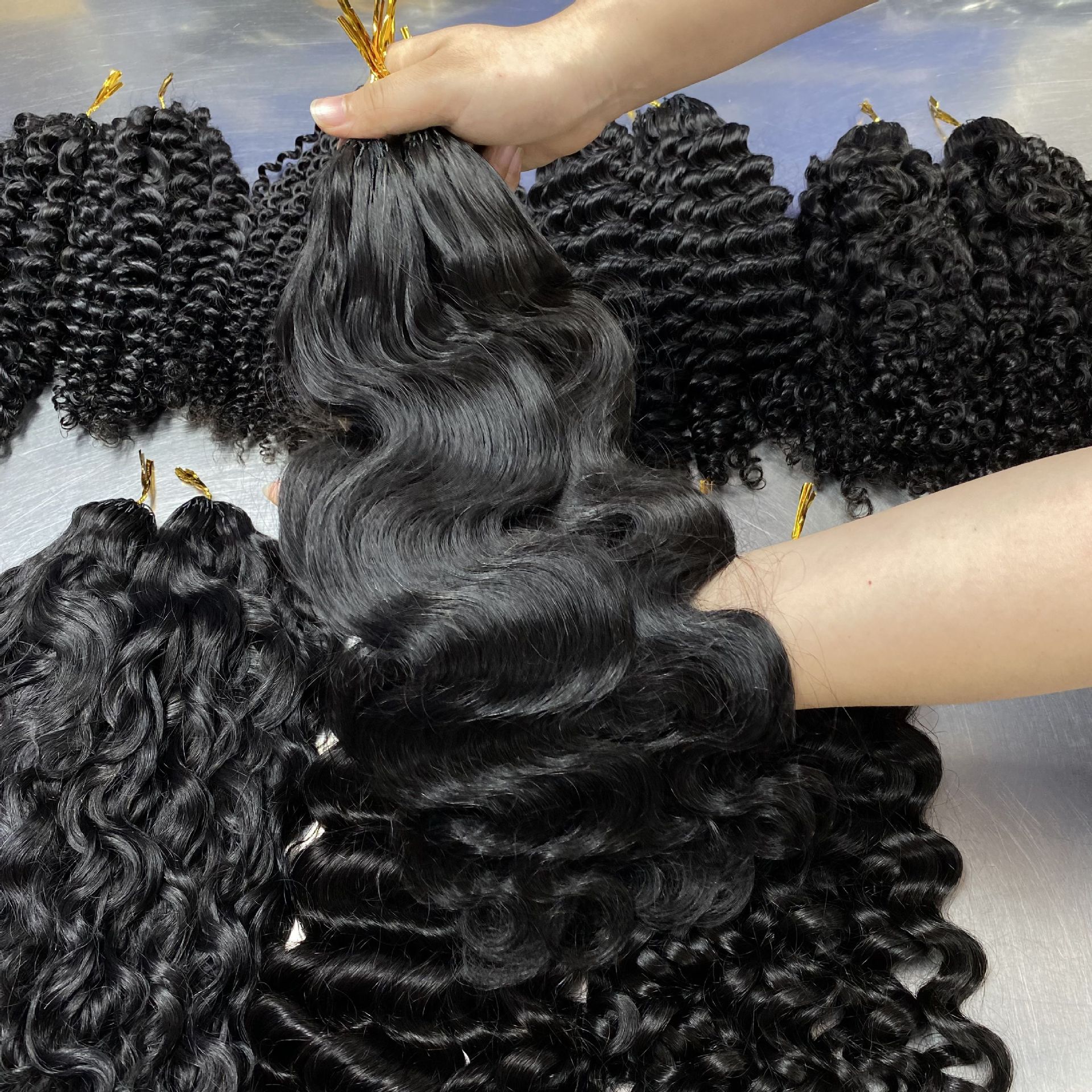 Extensiones Crochet de Cabello Humano Real, Tejido a Mano, para Mujer