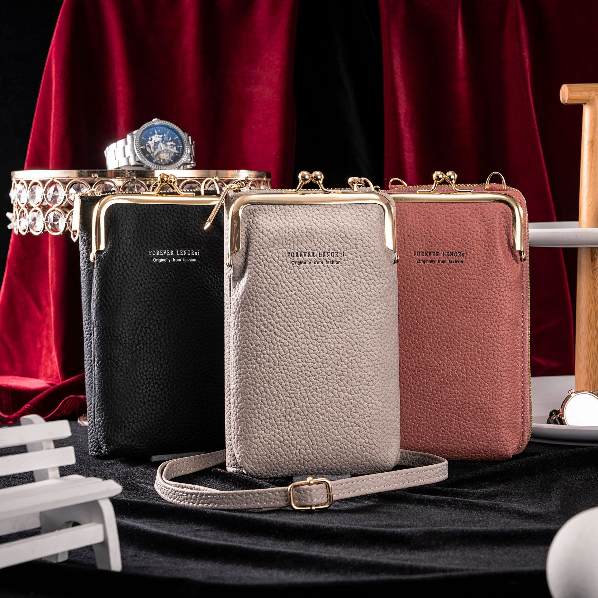 Nuevo de las mujeres crossbody estilo coreano macaron bolso del teléfono móvil al por mayor de gran capacidad multi-funcional de color sólido bolso de hombro de moda