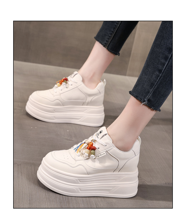 Giày sneaker nữ đế dày tăng chiều cao đa năng màu be, gót 9.5 cm — màu be chi tiết 15