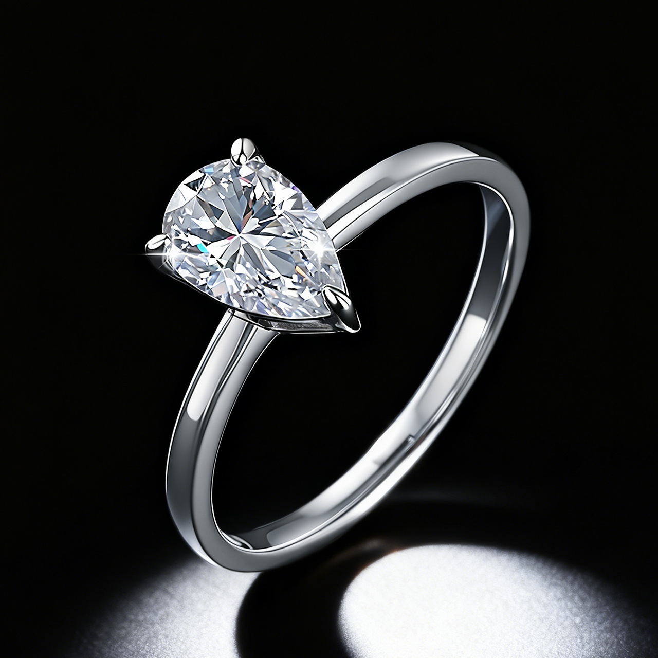 Amazon S925 Sterling Silver Moissanite Heart-Shaped Ring Water Drop Pear-Shaped 1 Carat Ring Wedding Ring Engagement Gift for Girlfriend