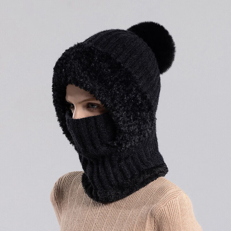 Grenzüberschreitende Schalmaske mit integrierter Passform für Damen, winddicht, fleecegefüttert, warm gestrickt, ideal zum Radfahren im Winter._voghion.com