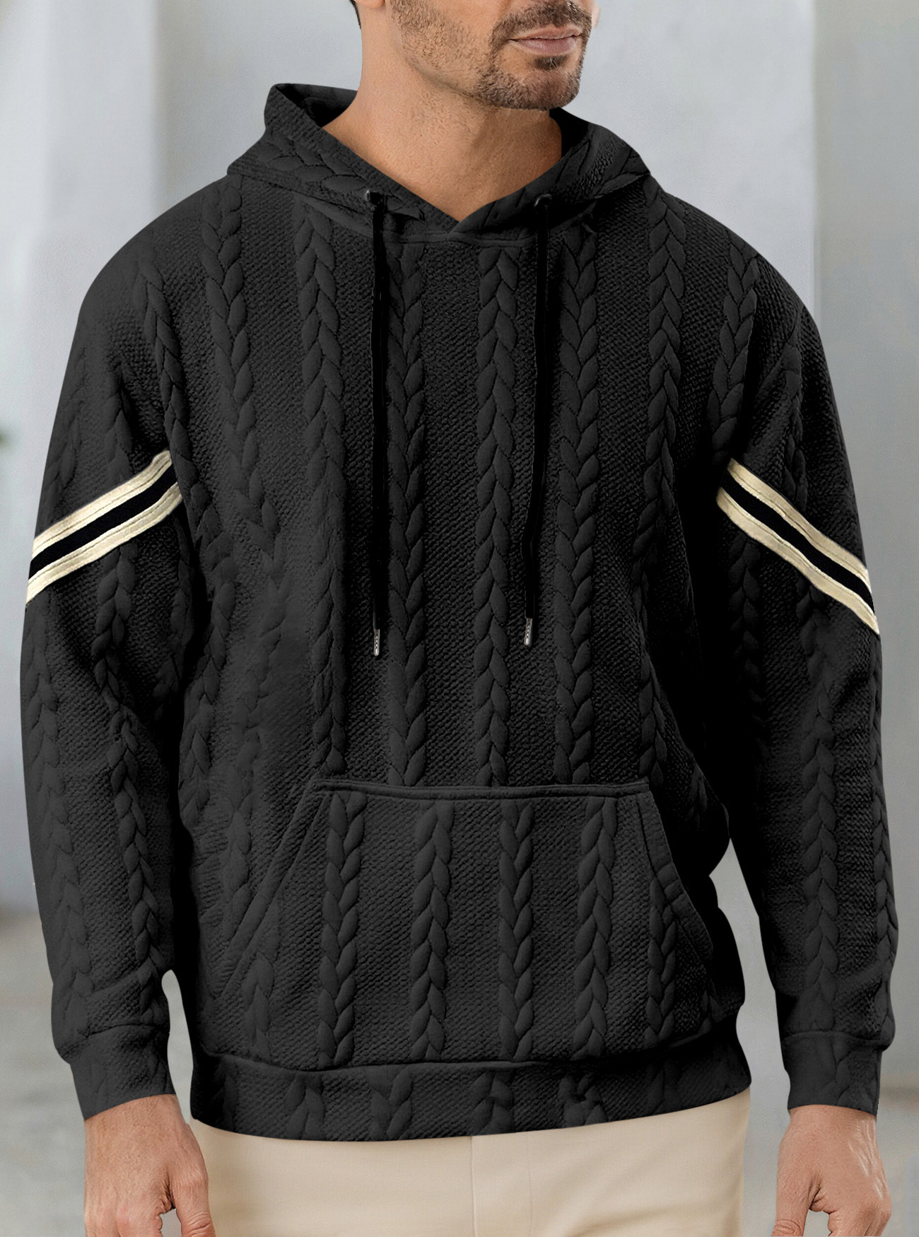 Herren Kapuzenpullover Im Europäischen Jacquard Design Leicht_voghion.com