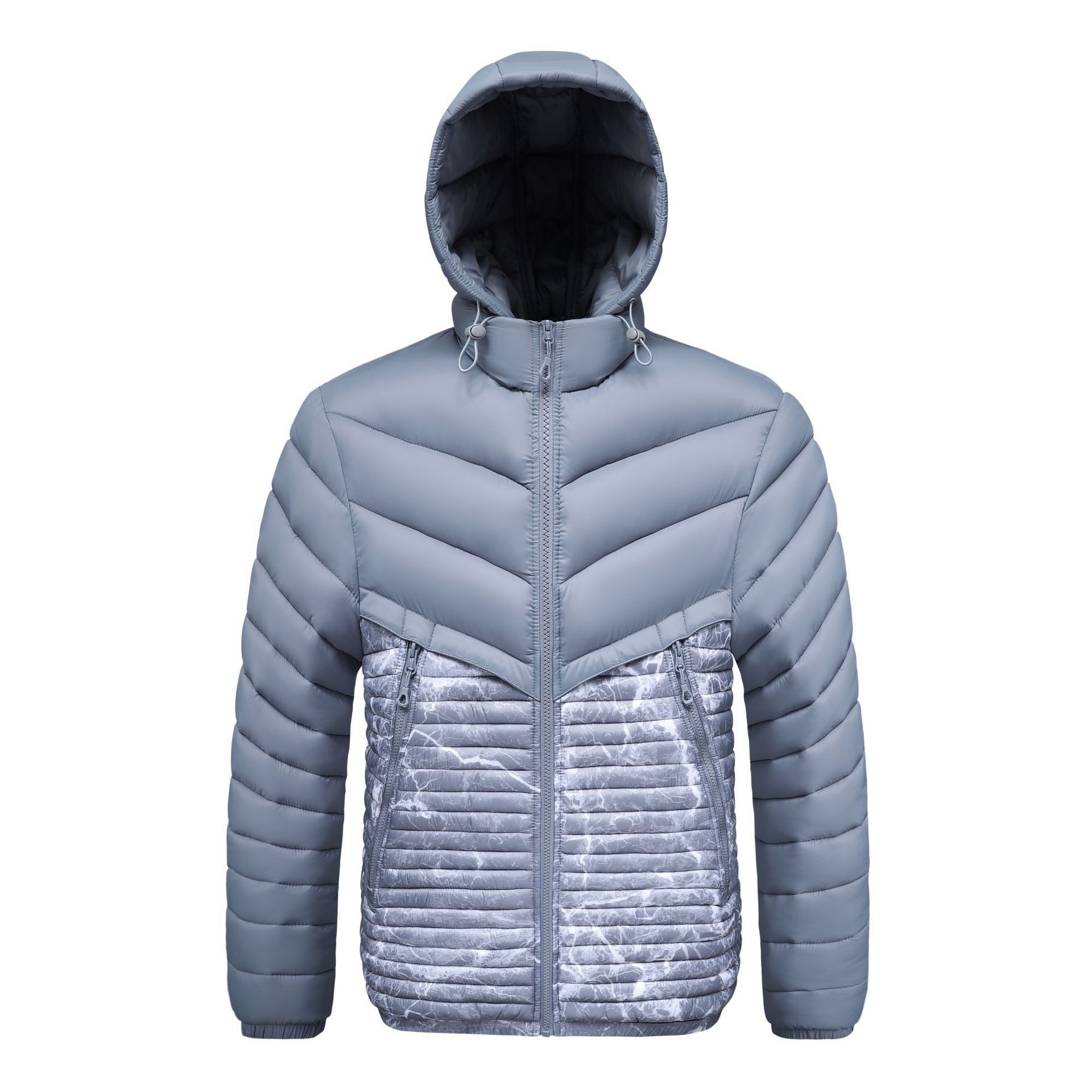Rib Suit Cotton-padded Jacket Men's Removable Cap Sports Fleece Thickened Cotton-padded Jacket_voghion.com