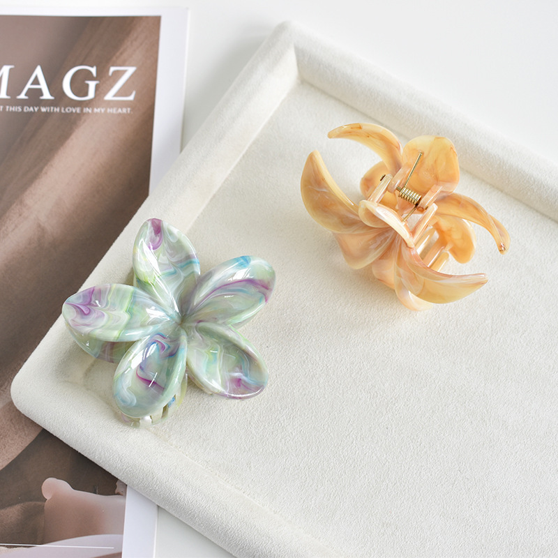38g Weight Hair Claws Hair Accessories Type 1 Piece Quantity Casual Occasion Plastic, Resin Material Plumeria Pattern Women's Gender Simple Style Style Simple Style Women's Plumeria Plastic Resin Hair Claws 7