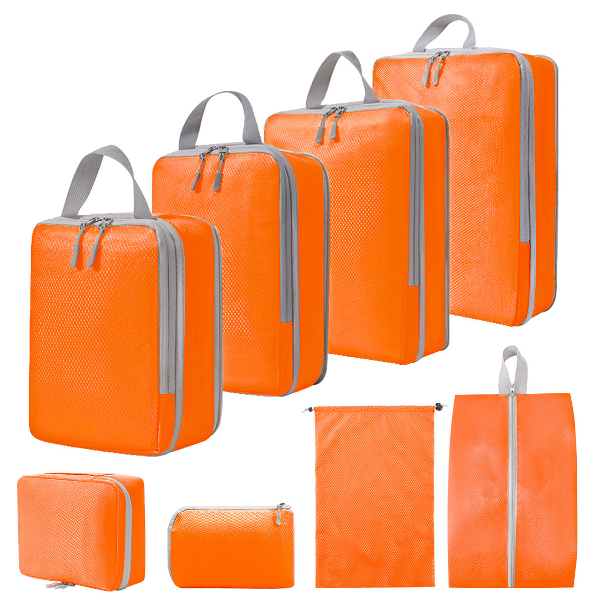 세탁 디지털 8 피스 세트 오렌지 (신발 가방 번들 포켓 세탁 가방 디지털 가방)