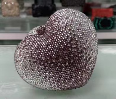 Túi clutch nữ đính kim cương thủ công đế bằng dự tiệc — Cuộn tròn đô la/phấn màu chi tiết 20