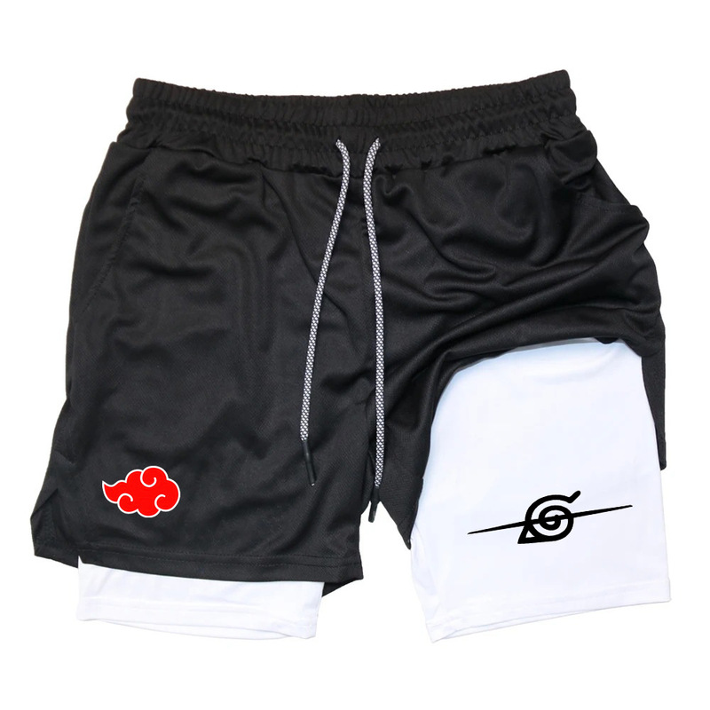 Cross-Border Men's Anime Double-Layer Shorts Fitness Sports Printed Multi-Functional Training Quick-Dry Jogging Pants Towel Pants Cross-Border Men's Anime Double-Layer Shorts Fitness Sports Printed Multi-Functional Training Quick-Dry Jogging Pants Towel Pants