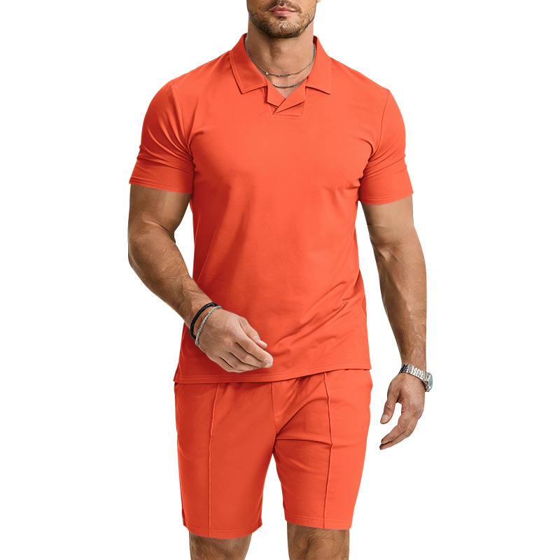 Men's Quick-Dry Short Sleeve Shirt & Shorts Set, Casual Sportswear With Collar For Summer Outdoor Activities, Lightweight Polyester Activewear_viptrois.com
