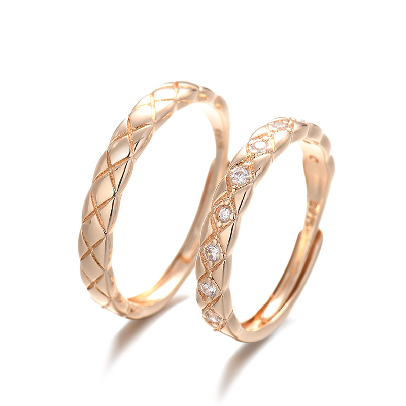 New small fragrant style diamond plaid men's and women's rings couples smooth light luxury diamond ring explosion jewelry factory wholesale