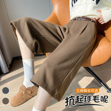 毛呢西装裤女秋冬季2025新款小个子七分裤宽松显瘦直筒八分阔腿裤