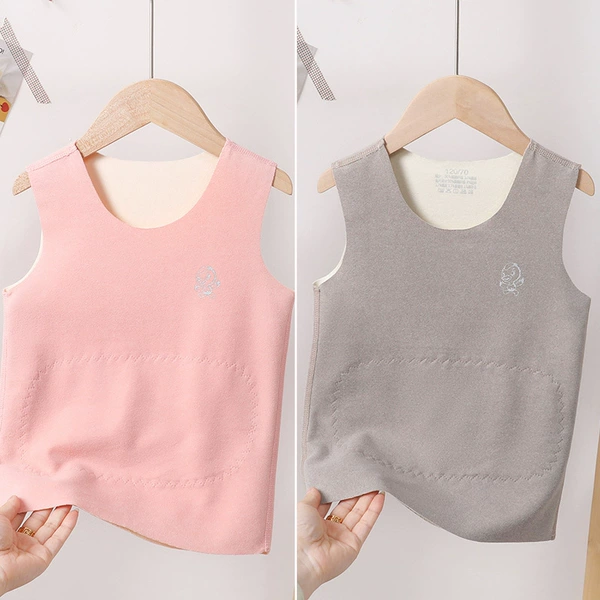 Group-patch vest) pink + gray