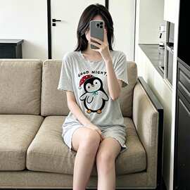 莫代尔夏季新款睡衣女短袖短裤休闲甜美风卡通可爱薄款家居服套装