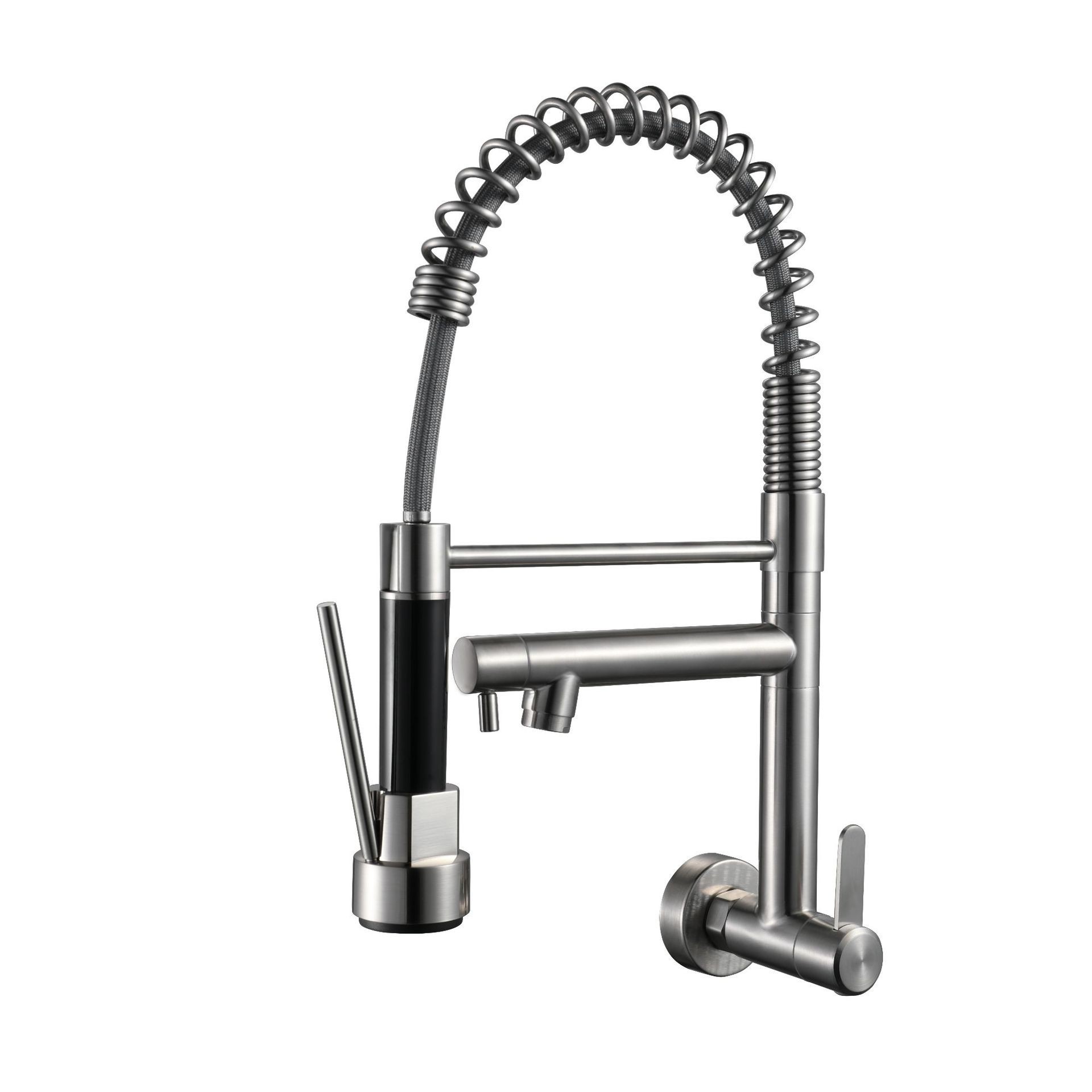 Grifo extensible de cocina de acero inoxidable, agua fría y caliente, diseño retráctil con resorte, resistente a salpicaduras