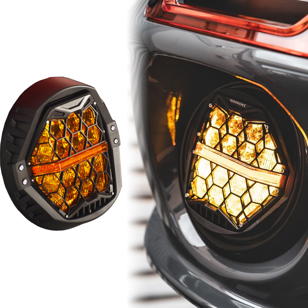 Motorcycle Headlight for Harley Sportster Dyna Softail 5.75 inch Honeycomb
