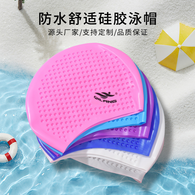gorra de baño para adultos gorra de silicona grande impermeable para proteger los oídos gorra de baño al por mayor unidireccional logo profesional personalizado