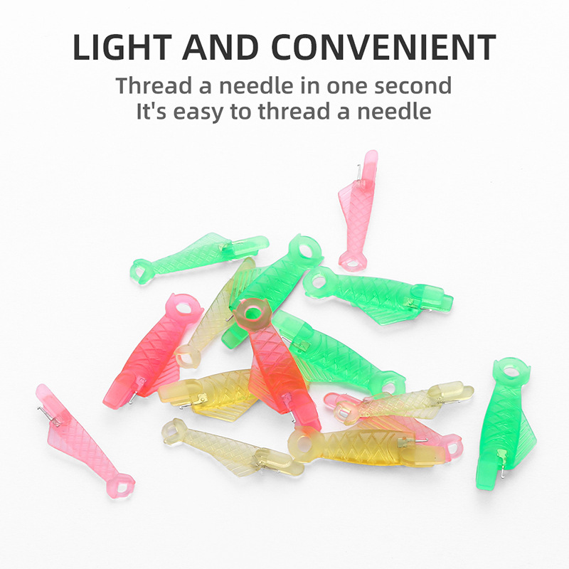 Máquina de coser enhebrado de plástico en forma de pez pequeño multiusos, enhebrado de aguja, artefacto de enhebrado rápido, herramienta de costura de bricolaje hecha a mano